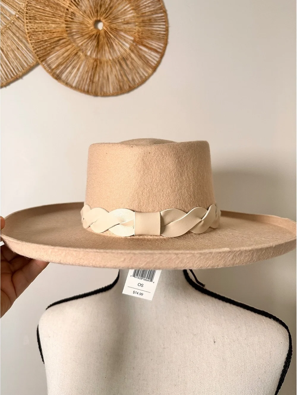 Shyanne women’s beige/tan wide-brim Western fedora hat- Size OS